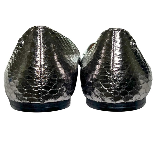 Calvin Klein Flats GAILIA Pointed Toe Shoes Faux Snakeskin Y2K Metallic Silver 9 - Picture 5 of 17